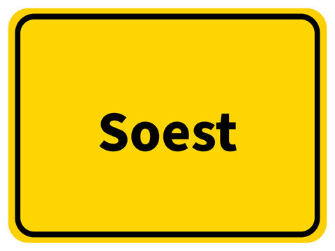 Illustration eines Stadteingangsschildes von Soest, einer Gemeinde des Kreises Soest