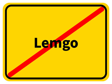 Illustration eines Stadtausgangsschildes von Lemgo, einer Gemeinde des Kreises Lippe