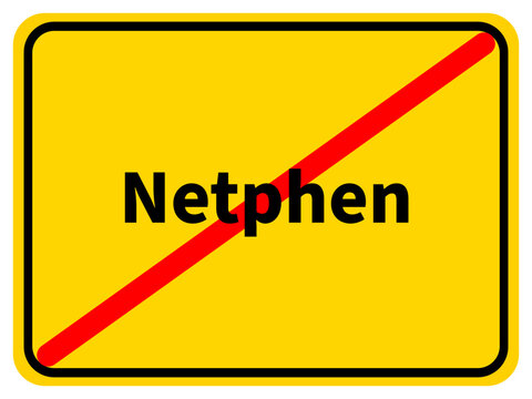 Illustration eines Stadtausgangsschildes von Netphen, einer Gemeinde des Kreises Siegen-Wittgenstein im Siegerland