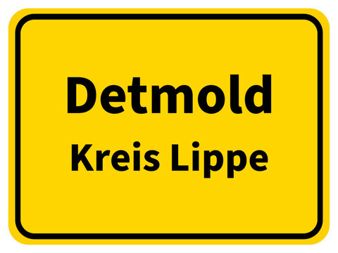 Illustration eines Stadteingangsschildes von Detmold, einer Gemeinde des Kreises Lippe