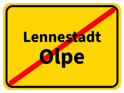 Illustration eines Stadtausgangsschildes von Lennestadt, einer Gemeinde des Kreises Olpe