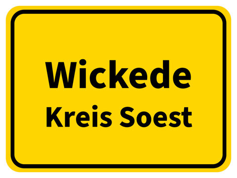 Illustration eines Stadteingangsschildes von Wickede, einer Gemeinde des Kreises Soest