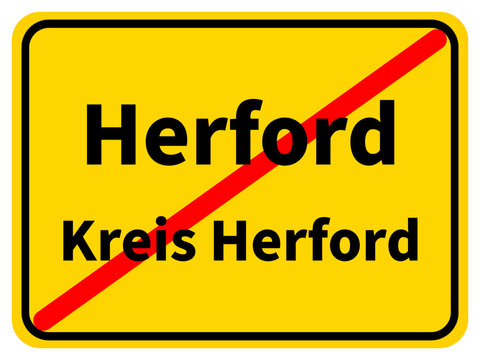 Illustration eines Stadtausgangsschildes von Herford, einer Gemeinde des Kreises Herford