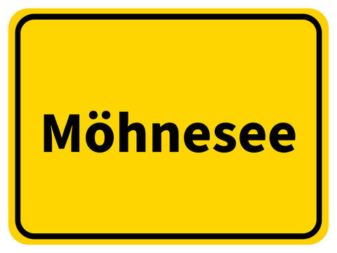 Illustration eines Stadteingangsschildes von Möhnesee, einer Gemeinde des Kreises Soest