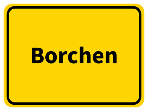 Illustration eines Stadteingangsschildes von Borchen, einer Gemeinde des Kreises Paderborn