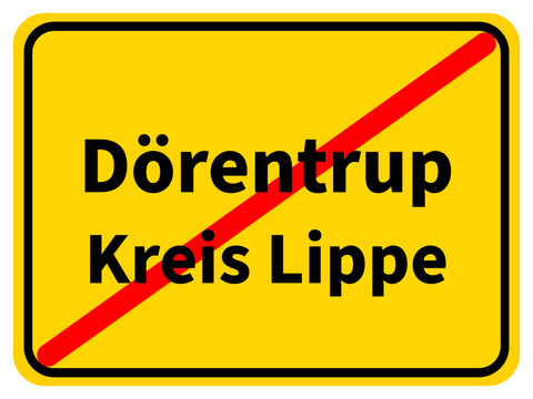 Illustration eines Stadtausgangsschildes von Dörentrup, einer Gemeinde des Kreises Lippe