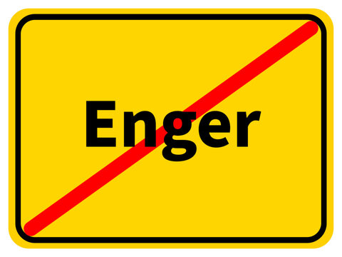 Illustration eines Stadtausgangsschildes von Enger, einer Gemeinde des Kreises Herford