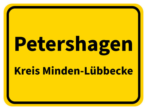 Illustration eines Stadteingangsschildes von Petershagen, einer Gemeinde des Kreises Minden-Lübbecke