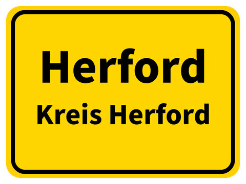 Illustration eines Stadteingangsschildes von Herford, einer Gemeinde des Kreises Herford