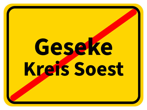 Illustration eines Stadtausgangsschildes von Geseke, einer Gemeinde des Kreises Soest