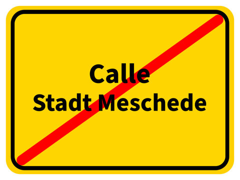 Illustration eines Stadtausgangsschildes von Calle, einem Stadtteil der Stadt Meschede im Sauerland