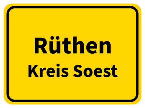 Illustration eines Stadteingangsschildes von Rüthen, einer Gemeinde des Kreises Soest