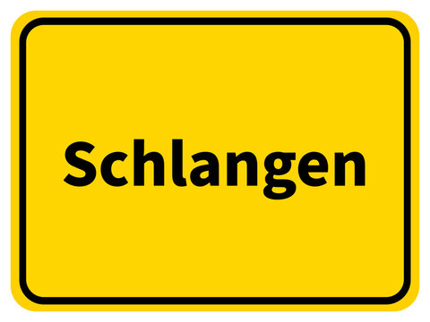 Illustration eines Stadteingangsschildes von Schlangen, einer Gemeinde des Kreises Lippe