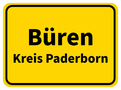 Illustration eines Stadteingangsschildes von Büren, einer Gemeinde des Kreises Paderborn