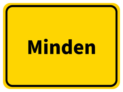 Illustration eines Stadteingangsschildes von Minden, einer Gemeinde des Kreises Minden-Lübbecke