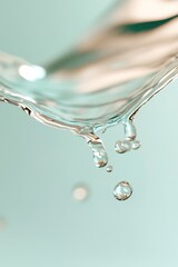 Poster - Soft green ink swirls diffuse through clear water, creating an ethereal abstract effect at the bottom. The blurred upper area offers an ideal canvas for branding purposes