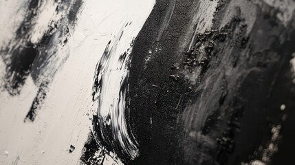 Poster - Abstract monochrome painting with bold strokes of black and white