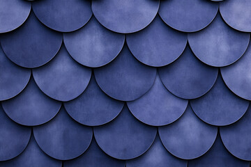 Poster - Abstract image of overlapping semicircles, dark blue, textured surface, creating a scaly pattern.