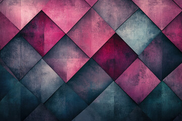 Poster - Abstract geometric pattern with textured pink and dark blue diamond shapes.