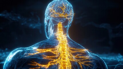 Poster - An intricate and futuristic digital depicting a complex neural network of interconnected glowing structures representing the power and connectivity of the human brain and intelligence