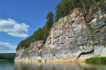 Wall Mural - natural landscape of the chusovaya river near the village of kyn, russia, perm region, in summer.