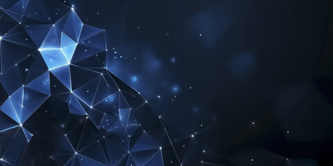 Poster - captivating abstract blue geometric background with interconnected polygonal shapes and glowing points, creating futuristic and dynamic visual effect