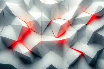 Poster - Abstract 3D rendering of a white geometric structure with red glowing lines.