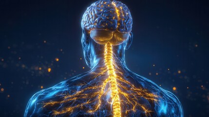 Poster - A striking and visually captivating digital depicting the complexity and dynamism of the human brain featuring a futuristic technology inspired aesthetic with glowing neon like neural connections