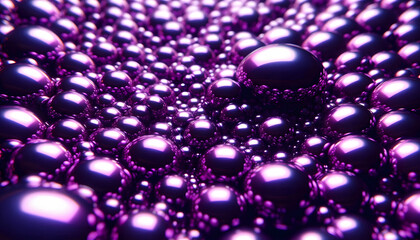 Poster - A close-up view of glossy purple spheres, each reflecting light with a smooth and shiny surface, creating a visually striking and mesmerizing effect of depth and texture.