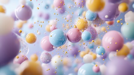 Poster - A whimsical dream like abstract background composed of soft pastel colored spheres in gentle motion creating a sense of and joy