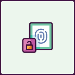 Poster - Fingerprint Biometric Access Unlocked Security Icon for Data Protection