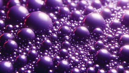 Poster - A close-up view of glossy purple spheres, each reflecting light with a smooth and shiny surface, creating a visually striking and mesmerizing effect of depth and texture.