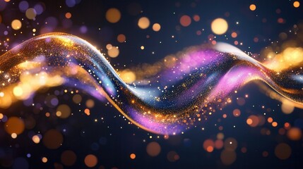 Poster - Captivating abstract composition featuring dynamic shimmering waves of vibrant luminous neon energy in motion against a dark atmospheric backdrop