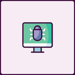 Aufkleber - Computer screen displaying a bug icon, signaling a system problem