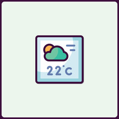 Poster - Stylized Weather App Icon Featuring a Cloud and Temperature Reading
