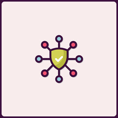 Poster - Stylized shield icon for virus protection and system security networks