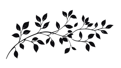 Wall Mural - a stylized black silhouette of a branch with leaves suitable for decorative purposes in design proje