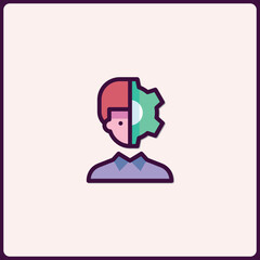 Poster - Conceptual icon depicting human intellect and mechanical prowess in modern design