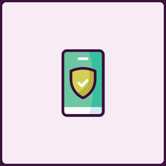 Poster - Aesthetic Mobile Security Icon with Verification Shield for Digital Protection