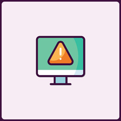 Poster - system error icon on a computer screen with attention notification design