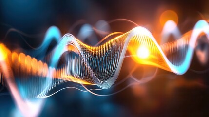 Poster - Mesmerizing abstract digital artwork featuring dynamic neon like glowing waves and curves in a vibrant visually striking color palette