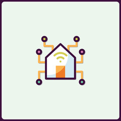 Poster - Smart home automation system icon with wireless connectivity symbol