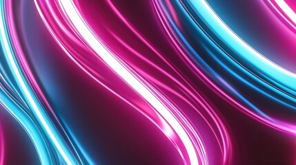 Poster - Vibrant dynamic abstract digital art featuring glowing neon wave lines that flow and curve creating a captivating and futuristic visual display