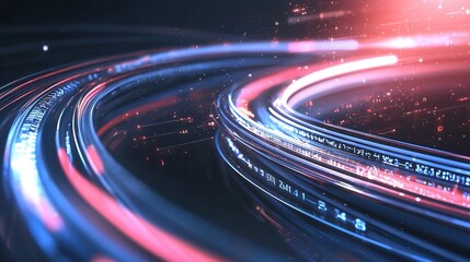 Poster - Dynamic and vivid abstract digital background featuring glowing neon lines and luminous trails creating a futuristic high speed visual experience