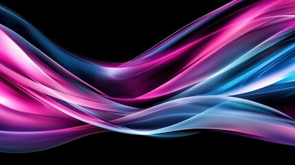 Poster - Captivating digital artwork featuring a mesmerizing composition of dynamic glowing waves and fluid curving forms in a vivid prismatic color palette