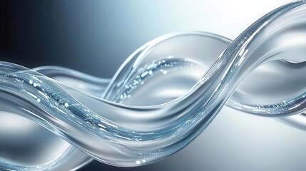 Poster - mesmerizing abstract composition of glowing blue digital waves in fluid motion creating a serene and