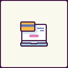 Poster - Digital payment concept depicted through a minimalist laptop and card icon