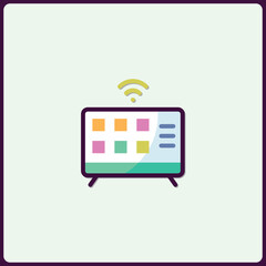 Poster - Stylized smart television icon with signal indicator and application grid display