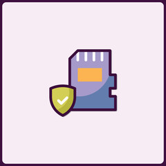 Poster - Secure Memory Card Icon Depicting Data Protection and Information Integrity
