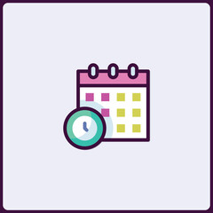 Poster - Charming event management icon displaying a colorful calendar and timepiece